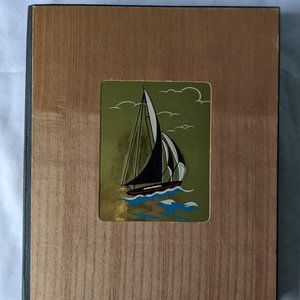 Vintage 1930s Embossed Sailboat Postbound Scrapbook Photo Album